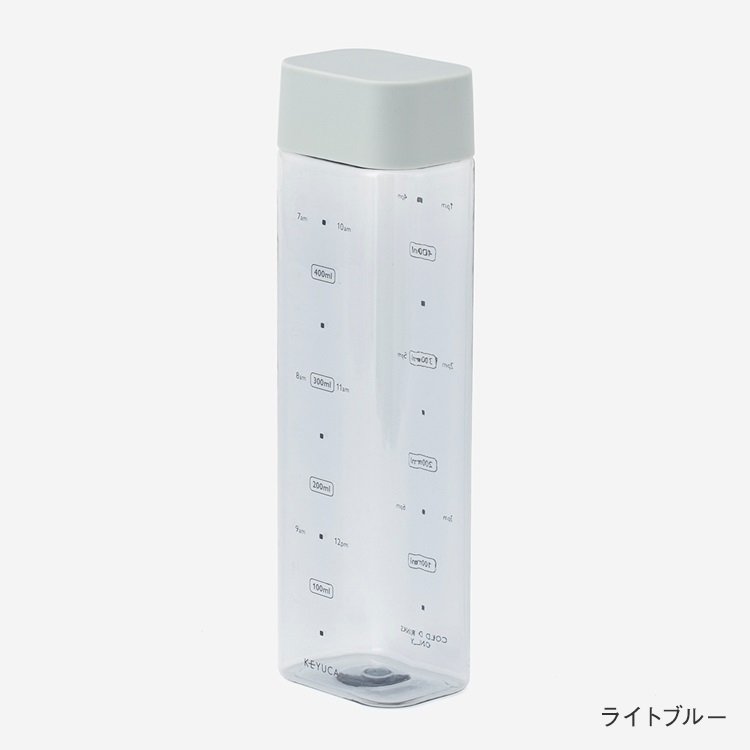 ケユカ公式 タイムマーカー付き Luart四角いウォーターボトル 480ml 画像