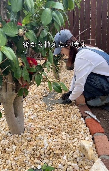 変身前の砂利敷きの植栽スペース