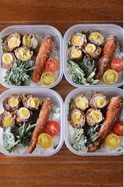 「丸ごとにんじんの唐揚げ弁当」が完成
