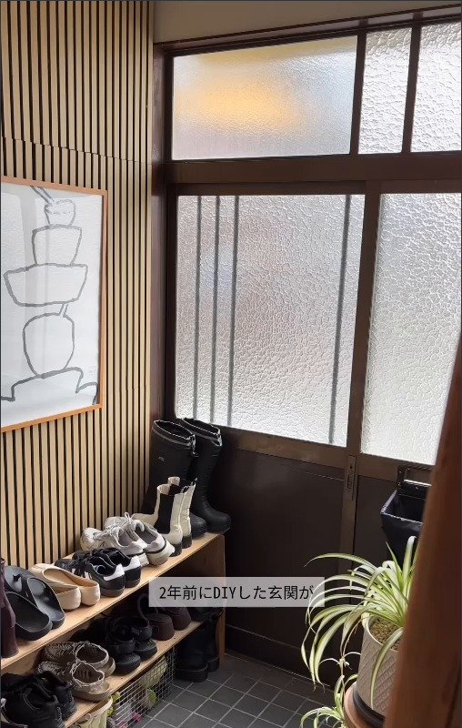 靴が渋滞していたDIY前の玄関
