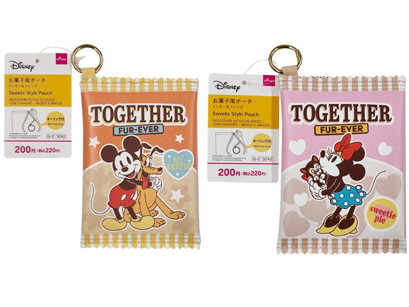 ダイソー、お菓子風ポーチ、キーリング付(ミッキー&フレンズ)写真