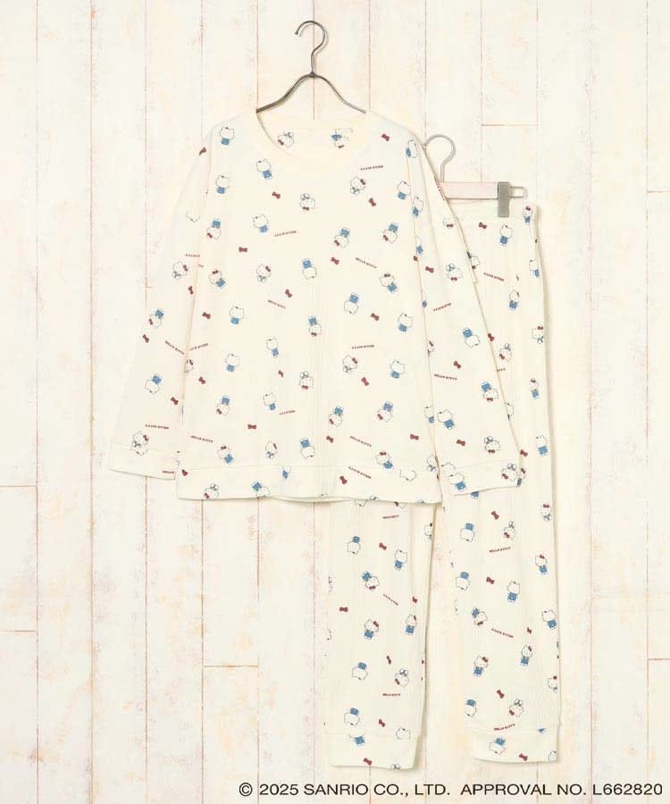 ブルーブルーエ公式　ハローキティワッフルルームウェア上下セット