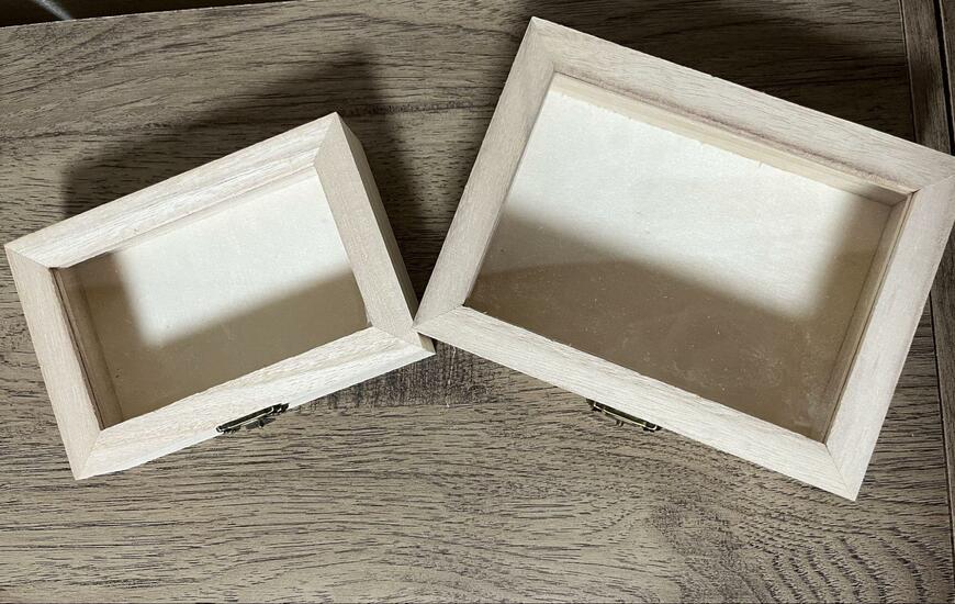 ダイソー、ウッドボックス(クリア蓋付、ロック付)画像