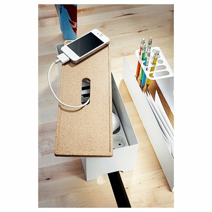 IKEA公式 KVISSLE クヴィッスレ ケーブルマネジメントボックス コルク/ホワイト