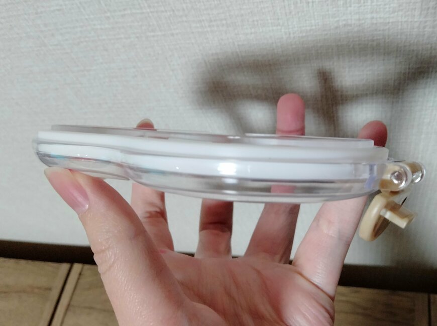 筆者撮影（セリア、ミモザ＆スズラン ハート型ランチBOX 250ml）