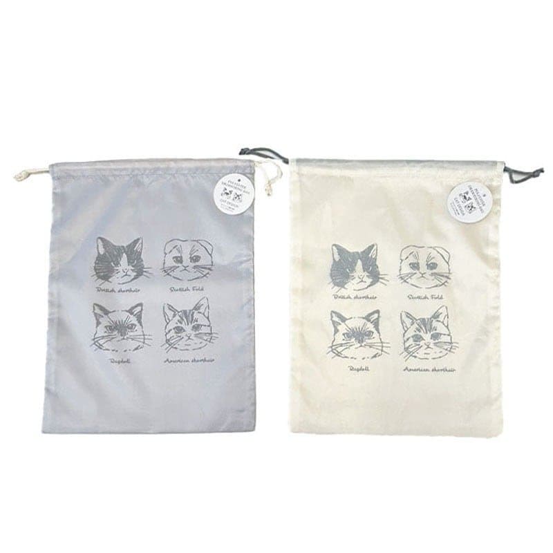 出所：キャンドゥ公式　ポリエステル巾着袋　猫柄