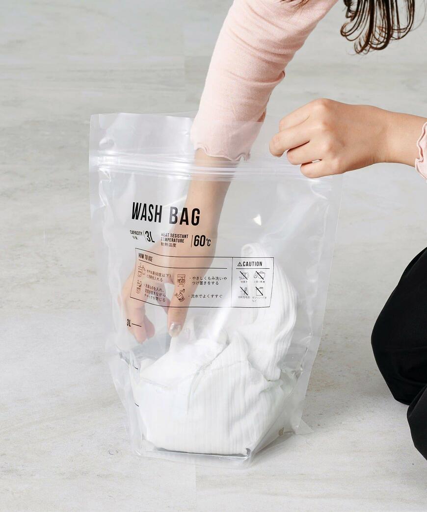 出所：パルグループ公式ファッション通販サイト 3COINS トラベル洗剤シート付簡易洗濯バッグ