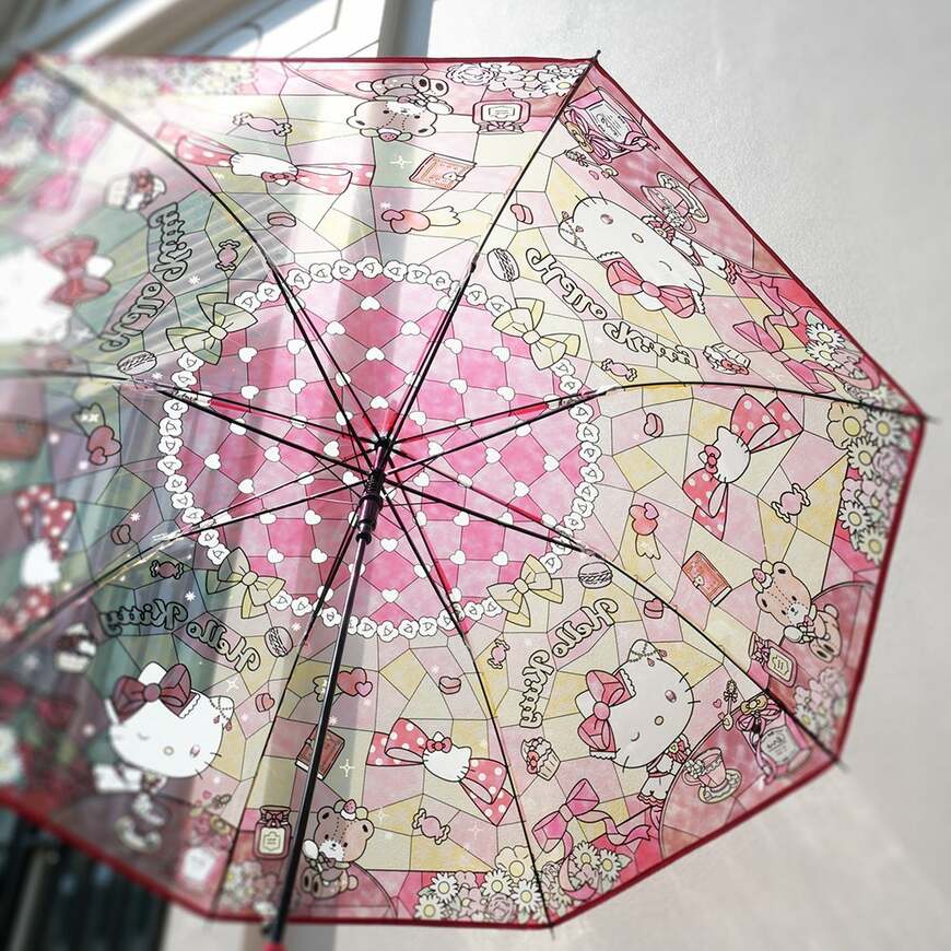 株式会社サントス公式　サンリオキャラクターズ　ステンドグラスアンブレラ　ハローキティの画像