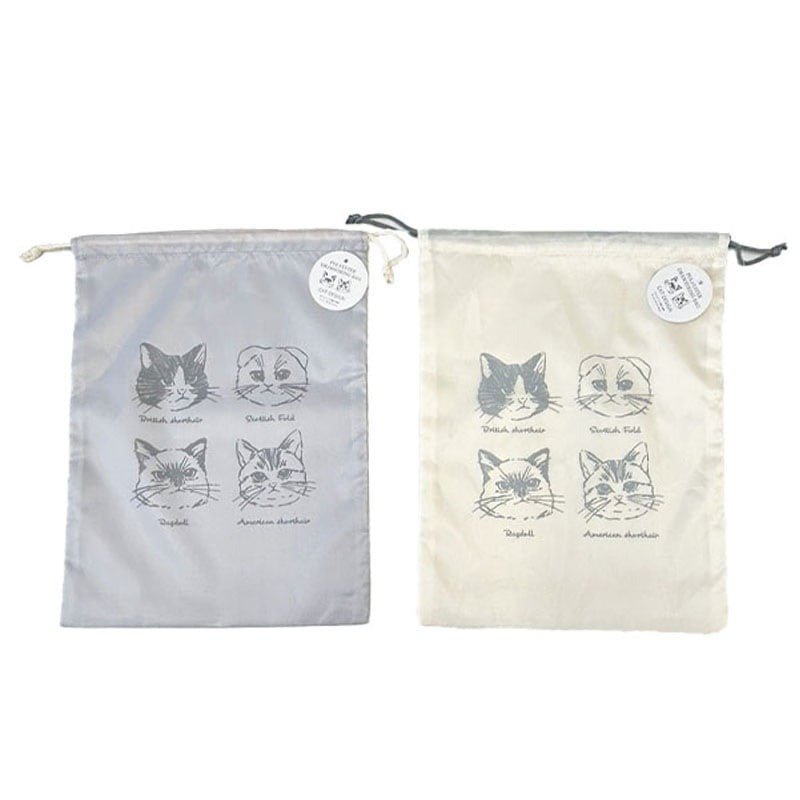 キャンドゥ公式 ポリエステル巾着袋 猫柄