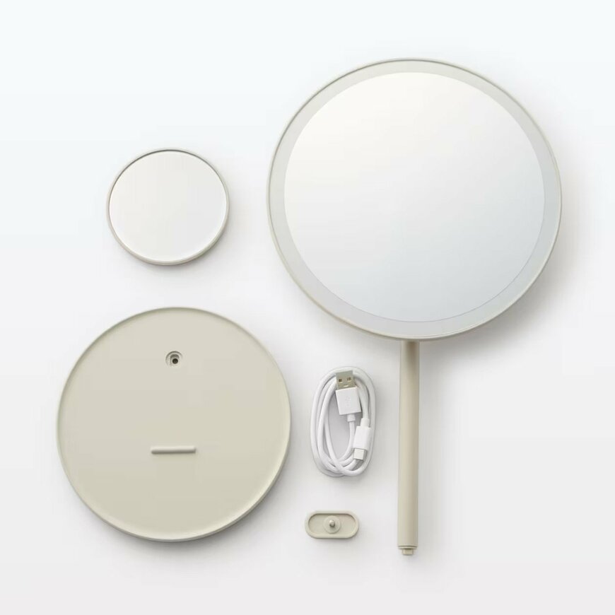 出所：無印良品公式　コードレスＬＥＤライト付ミラー