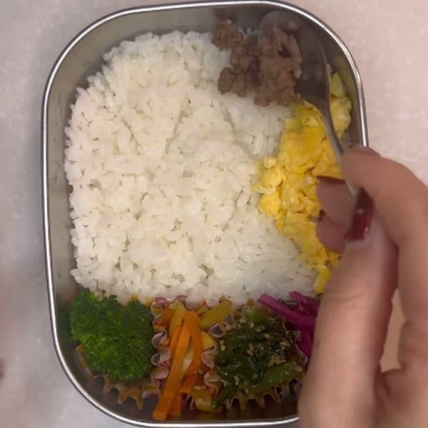 母が娘に作る「おしゃれな愛情弁当」　お肉と卵で綺麗な模様をつけた〈そぼろ弁当〉がたまらない…