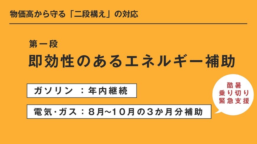 物価高から守る「二段構え」の対応：第一段