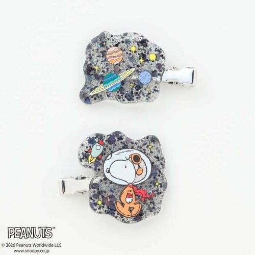 シャンブルの宇宙服「ヘアクリップ２点セット（PEANUTS）」ブラック