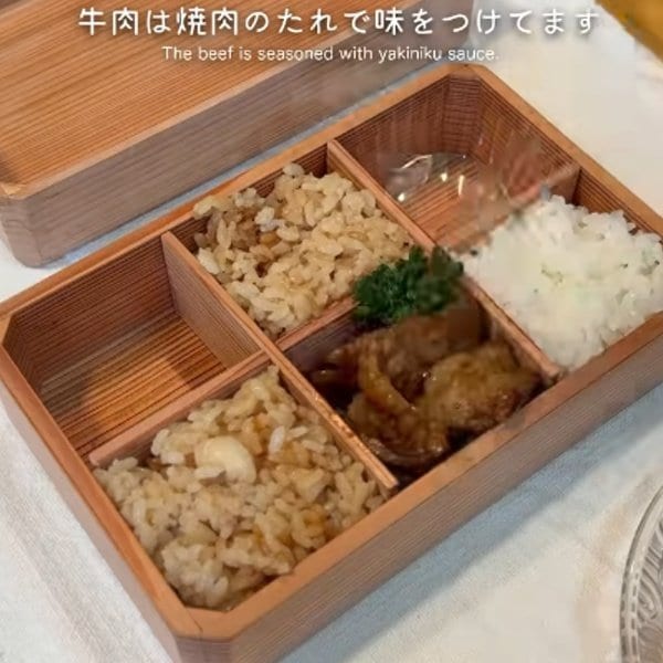 【夫弁当】見栄えばっちり！6マスを綺麗に詰めた「タコ飯弁当」卵豆腐入りのプルプルした〈卵焼き〉にも注目！