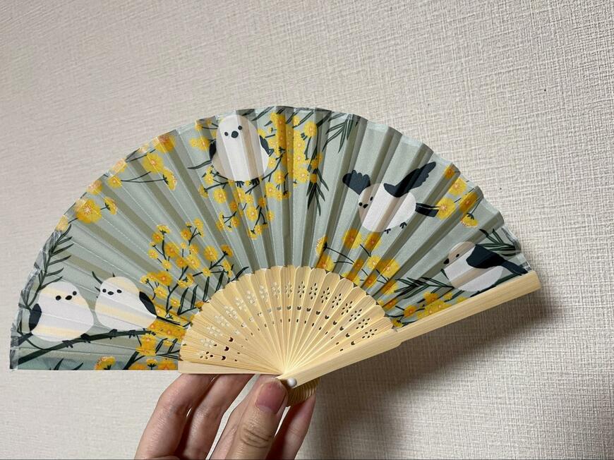 キャンドゥ、扇子21cm(シマエナガ柄)画像