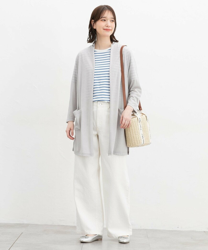 ハニーズ公式　8分袖ロングトッパーカーデ（全身）