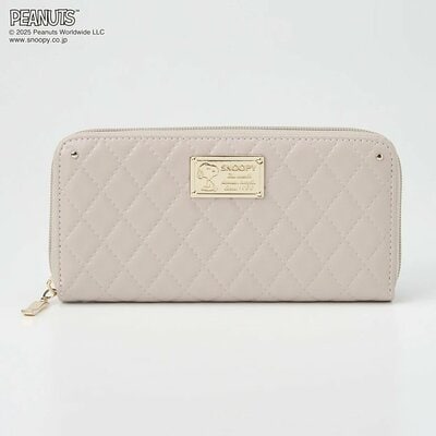 ピーナッツ(PEANUTS) キルト ラウンドファスナー長財布
