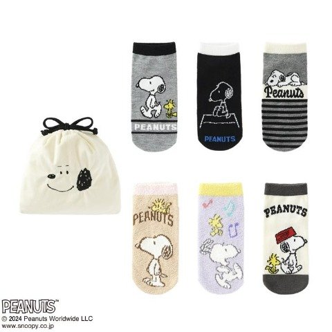 画像出所：しまむら公式サイト「キッズ ６足組ソックス（PEANUTS）【ハッピーバッグ】」