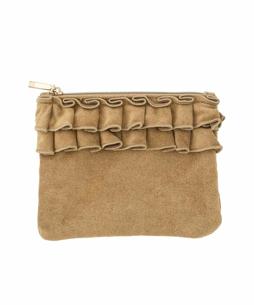 出所：3COINS公式　スエード調フリルミニポーチ