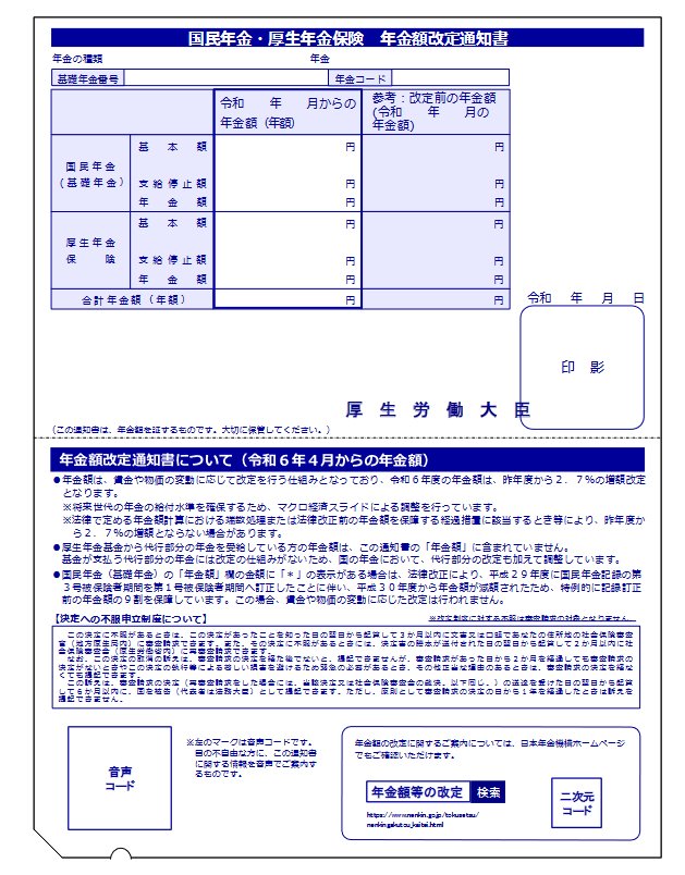 出所：日本年金機構「年金額改定通知書」