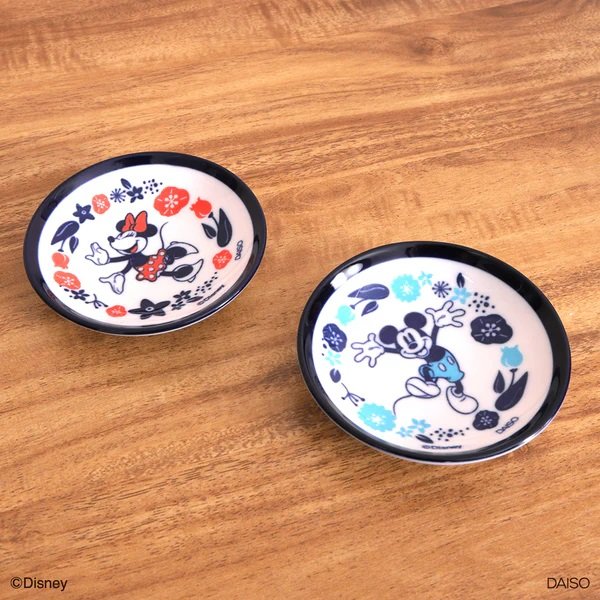 ダイソー　豆皿、８ｃｍ（ミッキー／ミニー）ＦＷ