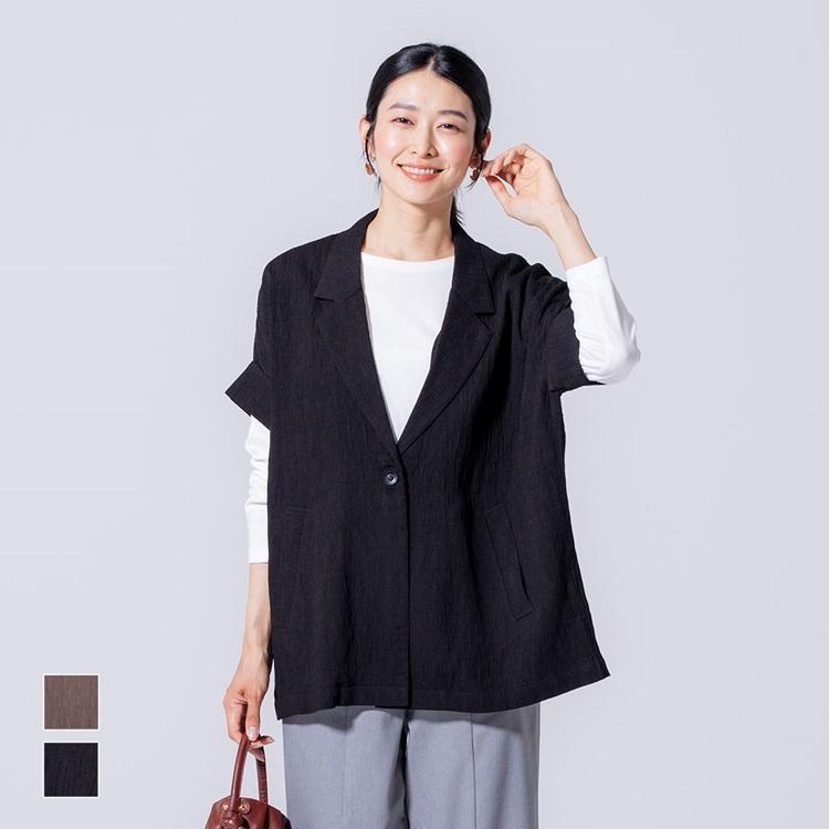 ジャガード楊柳5分袖ジャケット