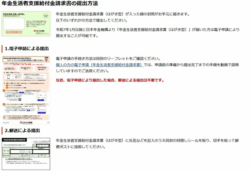 「年金生活者支援給付金」の申請方法
