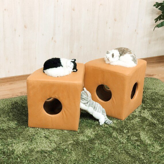 出所：ニトリ公式通販ニトリネット引っかきキズに強いネコちゃんの秘密基地ハイタイプスツール2個入り