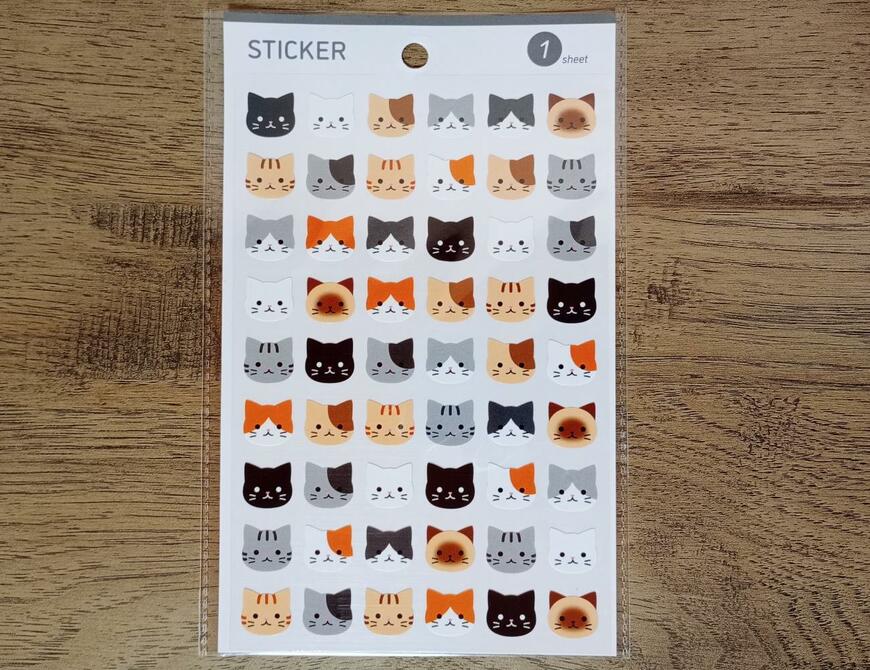 筆者撮影（ダイソー、デザイン紙シール　猫　ＰＯＳ－４）
