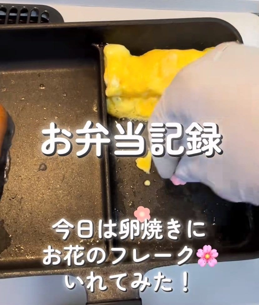 韓国人旦那に作る王道の「のり弁当」詰まった愛情とかわいさに思わず注目！【お花のフレークがチラリ】