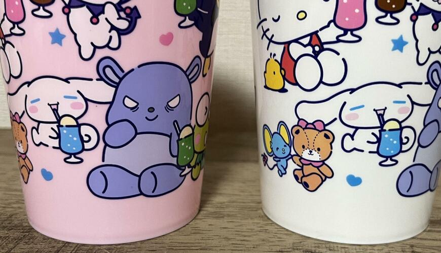 筆者撮影（ダイソー、タンブラー（サンリオキャラクターズ）パーティー450ml）