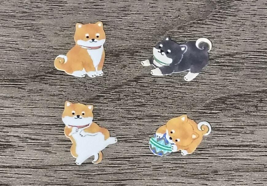 キャンドゥ、にっぽんのかわいいフレークシール 柴犬・猫商品画像