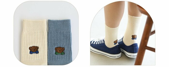 ボリスデザインの「ボリスワッフル刺繍ソックス」は今回が初めて
