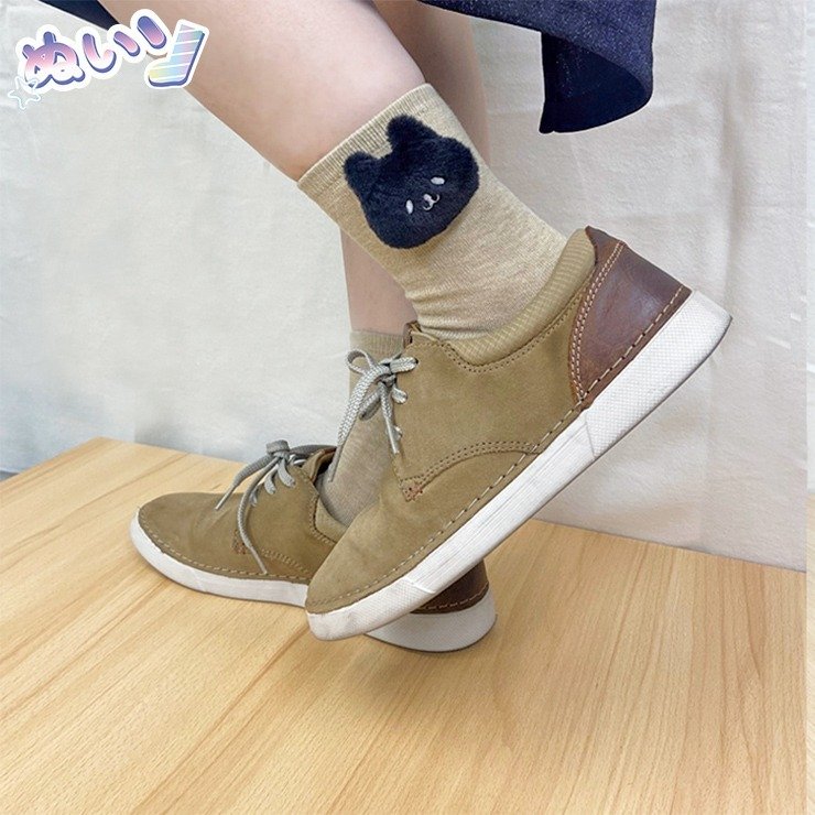 出所：しまむらパーク レディース クルーソックス マスコット付（23-25cm・黒ねこ）