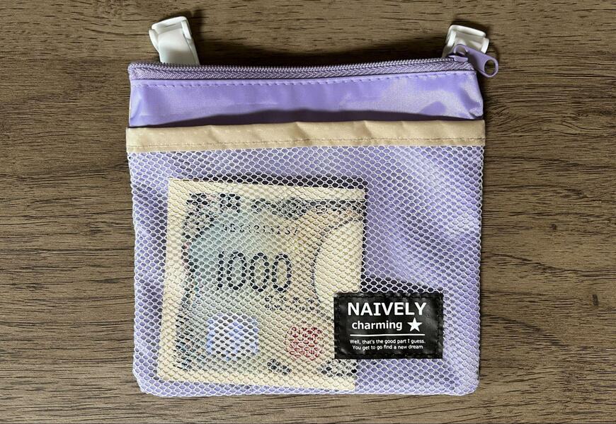 筆者撮影（ダイソー、ショルダー付移動ポケット）