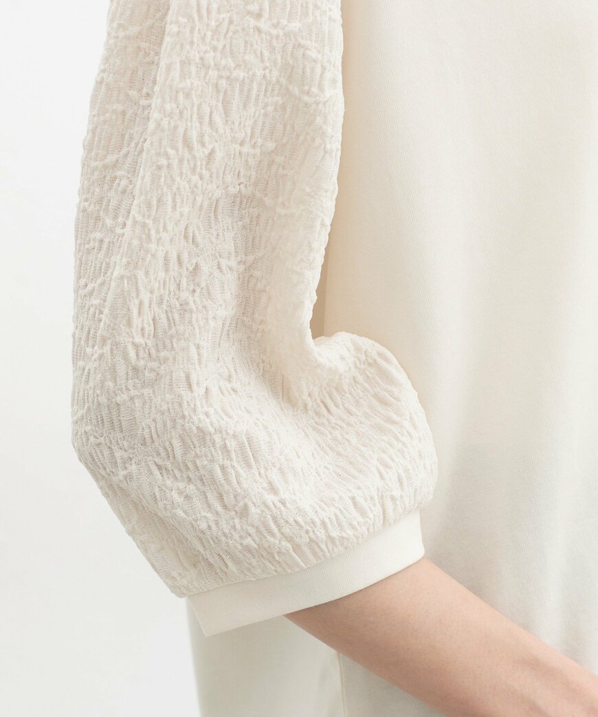 ハニーズ公式　７分袖異素材使いトップス