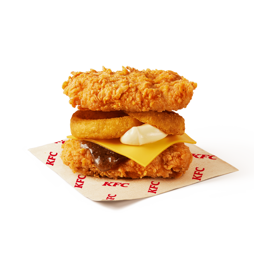 ケンタッキーの新商品:ガーリックソースの凄肉オニオンフィレバーガー