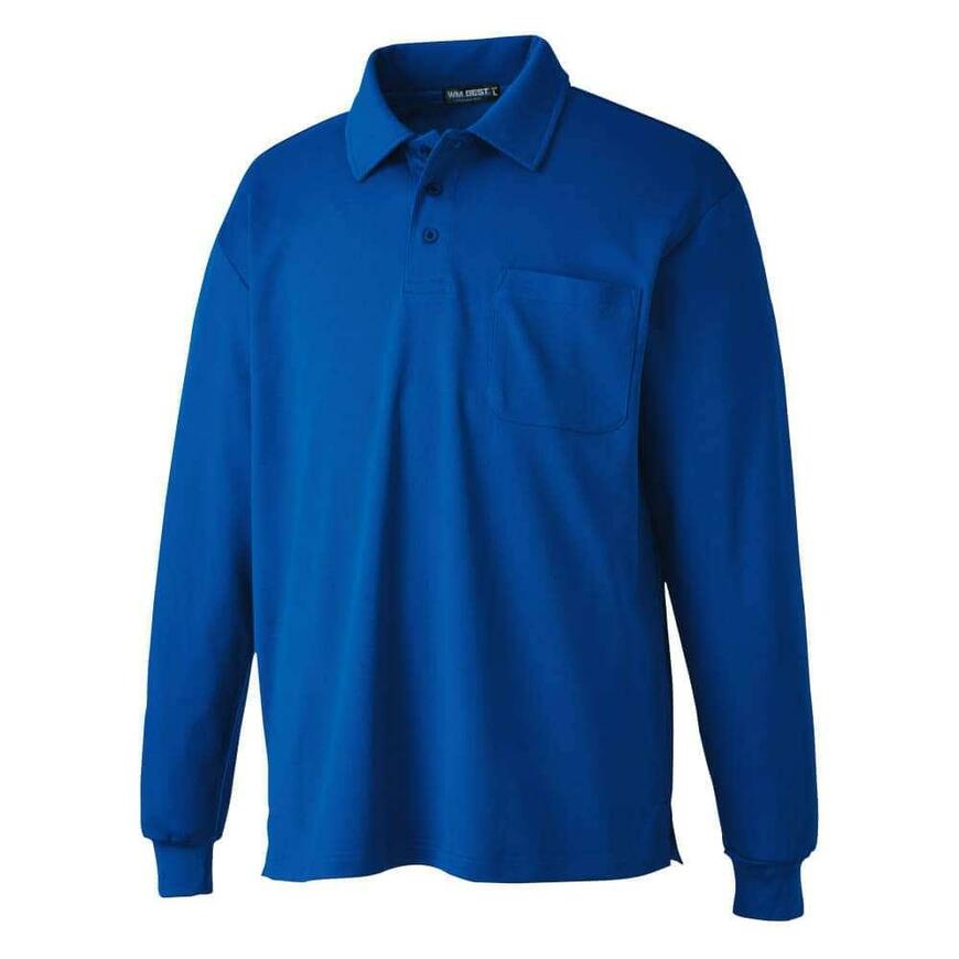 クイック&ドライポケット付き長袖ポロシャツ