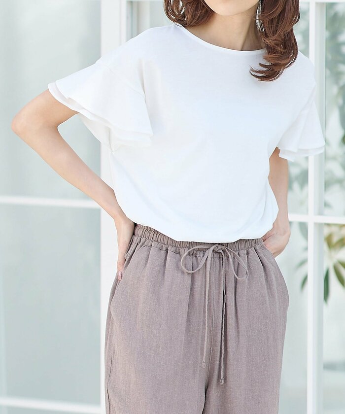 フリル袖Tシャツ