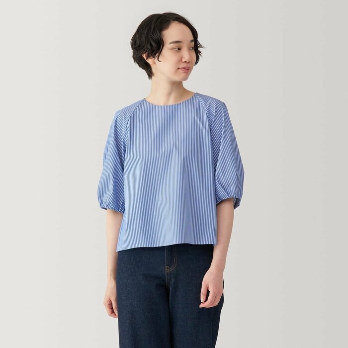 無印良品公式 婦人 乾きやすいブロード 五分袖ブラウス