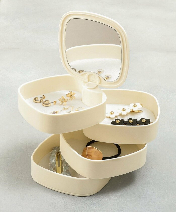 3COINS、ミラー付4段スライドアクセサリー収納商品画像