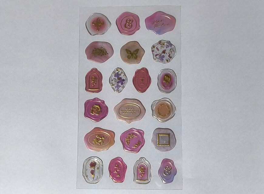 筆者撮影（キャンドゥ、ラッピングシール シーリング20片 クリア）