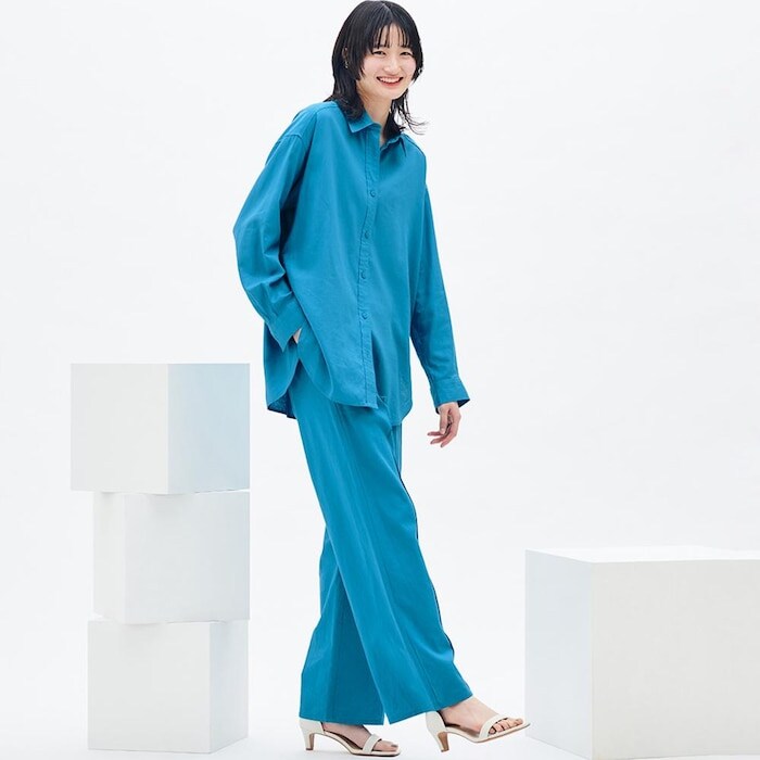 出所：GU公式ファッション通販サイト リネンブレンドプルオンパンツ(丈標準70.0～74.0cm)(セットアップ可能)