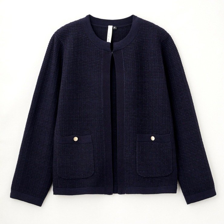 着心地抜群！ちょっとしたお出かけからフォーマルな場にも◎／出所：しまむら公式 レディース ニットジャケット