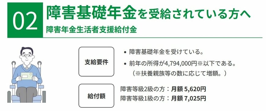 支給要件： 障害年金生活者支援給付金