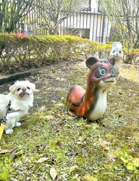 謎生物の遊具を「仲間」と判断したらしい犬さん　直後の行動が紳士すぎてホッコリ