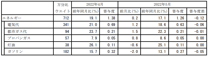 出典：総務省「消費者物価指数」（2022年5月分）