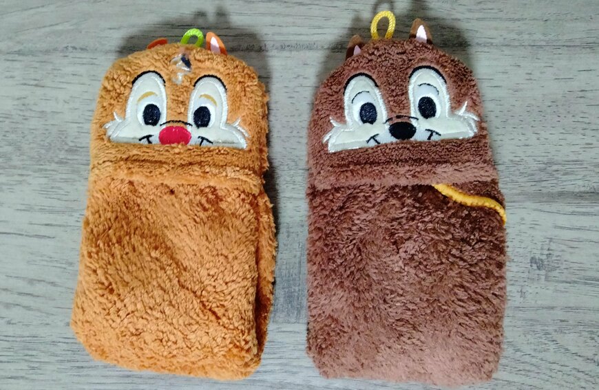 筆者撮影（セリア、ポケットタオル/チップ、デール）