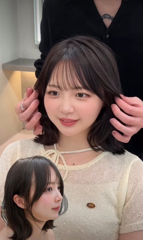 トップふんわりのミディアムボブに