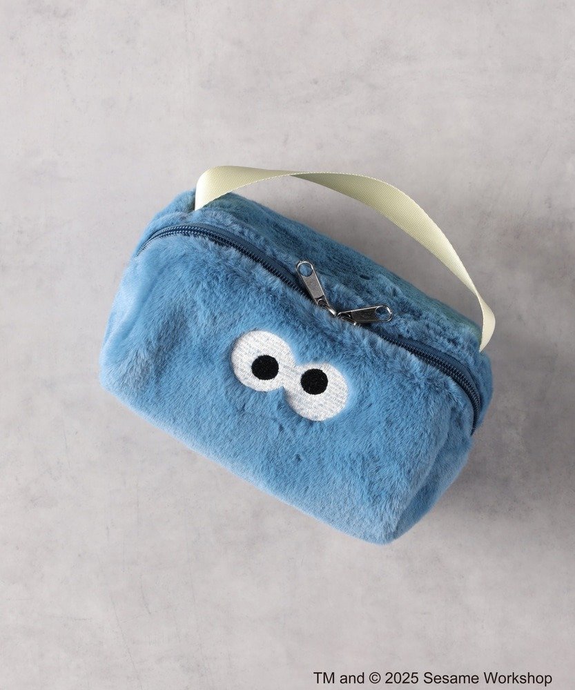 ライトオン公式　「SESAME STREET」スクエアファーポーチ（ブルー）